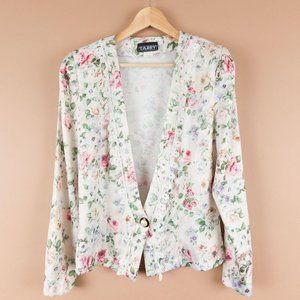 VINTAGE Botanical Garden White Single Pearl Button